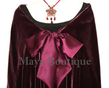Burgundy Reversible Silk Velvet Cape Capelet Shawl Wrap W Ruffles Maya Matazaro