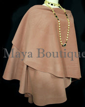 Salmon Cape Ruana Wrap Coat Cashmere Wool Blend by Maya Matazaro USA Made