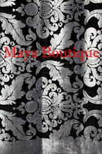 Maya Matazaro Baroque Shawl Wrap Scarf Burnout Velvet Silver Black
