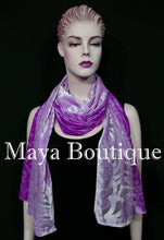 Maya Matazaro Hand Dyed Violet Ombre Camellia Shawl Wrap Scarf Burnout Velvet