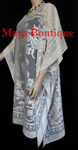 Burnout Velvet Caftan Dress Duster Kimono Ivory No Fringes Maya Matazaro USA