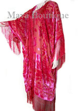 Coral Kimono Fringe Jacket Opera Coat Silk Burnout Velvet Maya Matazaro