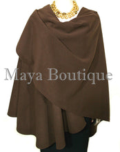 Expresso Brown Cape Ruana Wrap Coat Cashmere Wool Blend Maya Matazaro USA Made