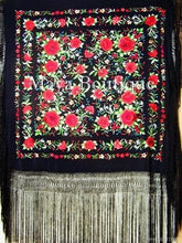 Red Roses Hand Embroidered Flamenco Silk Piano Shawl Huge 90" Maya Matazaro