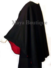Reversible Cape Ruana Wrap Coat Black & Red Cashmere Wool USA Made Maya Matazaro