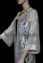 Ivory Long Kimono Jacket Burnout Velvet No Fringe Maya Matazaro