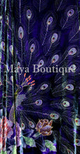 Maya Kimono Opera Coat Duster Beaded Silk Burnout Velvet Peacock Purple PLUS