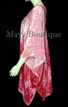Maya Matazaro Coral Ombre Camellia Burnout Velvet Caftan Kimono Jacket Hand Dyed