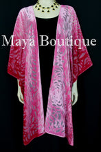 Pink Ombre Camellia Burnout Velvet Caftan Kimono Duster Hand Dyed Maya Matazaro
