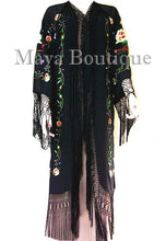 Yellow Rose Embroidered Silk Fringe Jacket Opera Coat Kimono Maya Matazaro