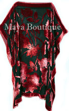 Caftan Dress Kimono Silk Burnout Velvet Red Black Hand Dyed Maya Matazaro