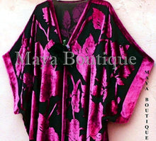 Maya Matazaro Silk Burnout Velvet Jacket Kimono Duster Magenta Black No Fringe
