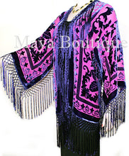Fringe Jacket Kimono Duster Bolero Silk Burnout Velvet Pink Purple Short Maya