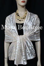 Maya Matazaro Ivory Pearl Camellia Shawl Wrap Scarf Burnout Velvet Elegant!