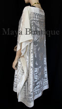 Burnout Velvet Caftan Dress Duster Kimono Ivory No Fringes Maya Matazaro USA