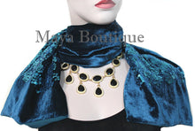 Teal Blue Scarf Sequin Velvet & Georgette Double Sided Maya Matazaro