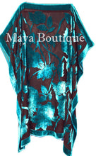 Caftan Dress Kimono Silk Burnout Velvet Teal Black Hand Dyed Maya Matazaro