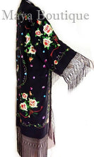 Yellow Rose Embroidered Silk Fringe Jacket Opera Coat Kimono Maya Matazaro