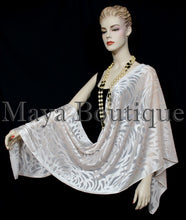 Maya Matazaro Ivory Pearl Camellia Shawl Wrap Scarf Burnout Velvet Elegant!