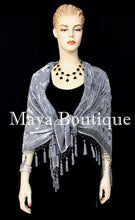 Gray Piano Shawl Scarf Wrap All Beaded Silk Burnout Velvet Maya Matazaro