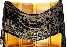 Black Maya Matazaro Silk Shawl Wrap Scarf Burnout Velvet Oblong Extra Long 110"