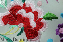 Flamenco Embroidered Silk Piano Shawl Wrap White Flower & Birds Multicolors 90"