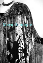Kimono Fringe Jacket Opera Coat Burnout Velvet Silver Black Maya Matazaro