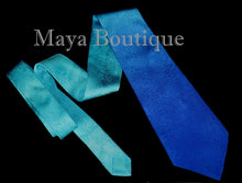 Matching Silk Neck Tie & Scarf Hand Dyed Blue Turquoise Ombre Maya Matazaro