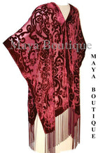 Caftan Kimono Burnout Velvet Art Nouveau Deep Red Maya Matazaro USA Made