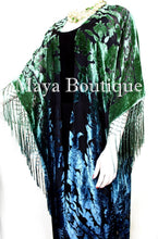 Blue Green Wearable Art Kimono Caftan Jacket Velvet Hand Dyed Maya Matazaro