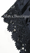 Lace & Burnout Velvet Kimono Caftan Jacket Duster Black Maya Matazaro Plus