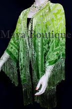 Maya Matazaro Greenery Ombre Burnout Velvet Kimono Jacket Hand Dye Wearable Art