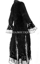 Stunning Dress Coat Crinkle Silk Velvet & Organza Ruffle Black S/M