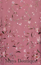 Salmon Rose Flamenco Embroidered Silk Piano Shawl Wrap Flower & Birds 84" Maya