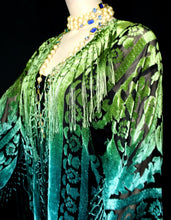 Art to Wear Devore Velvet Kimono Jacket Hand Dyed Green Turquoise Maya Matazaro