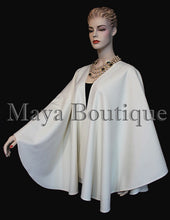 Cashmere Cape Ruana Wrap Coat Ivory by Maya Matazaro Made in USA