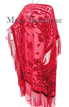 Scarlet Red Silk Burnout Velvet Caftan Dress Duster Kimono Fringe Maya Matazaro