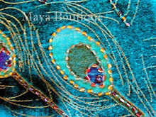Beaded Peacock Silk Velvet Jacket Duster Kimono Coat Turquoise Maya Matazaro