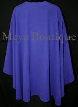 Cashmere Wool Cape Ruana Wrap Coat Blue Iris Maya Matazaro Made in USA