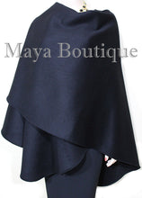 Luxurious Black Cape Ruana Wrap Coat Cashmere Camel hair Blend by Maya Matazaro
