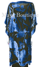 Caftan Dress Kimono Silk Burnout Velvet Blue Black Hand Dyed Maya Matazaro