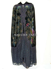 Cloak Opera Cape Peacock Victorian Style Beaded Velvet Lace Lined Black Maya