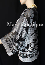 Maya Matazaro Silver Gray Jacket Kimono Burnout Velvet Short No Fringe