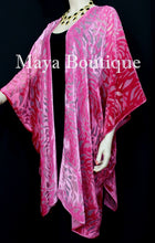 Pink Ombre Camellia Burnout Velvet Caftan Kimono Duster Hand Dyed Maya Matazaro