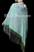 Piano Shawl Wrap Scarf Silk Burnout Velvet Mint Color Hand Dyed Maya Matazaro