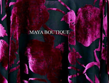 Maya Matazaro Silk Burnout Velvet Jacket Kimono Duster Magenta Black No Fringe