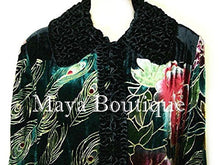 Opera Coat Duster Wearable Art Silk Velvet Peacock Black Long Lined 1X Maya