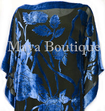 Caftan Dress Kimono Silk Burnout Velvet Blue Black Hand Dyed Maya Matazaro