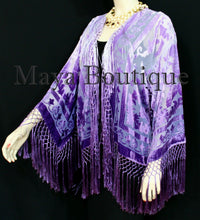 Wearable Art Purple Lavender Velvet Kimono Jacket Hand Dyed Short Maya Matazaro