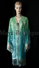 Jade Turquoise Burnout Velvet Kimono Jacket Hand Dyed Maya Matazaro Made in USA